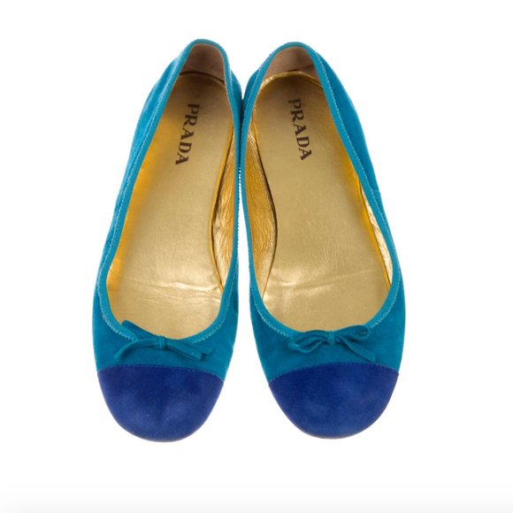 Prada Suede Ballet Flats with Bow - Picture 1 of 3